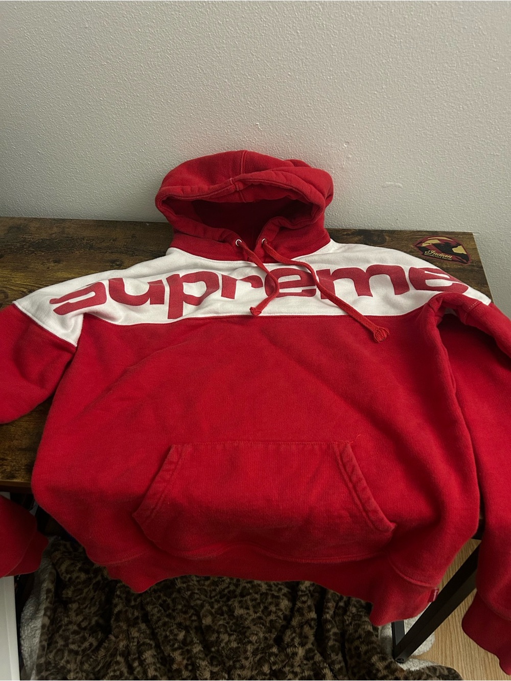 Supreme Original Red And White Hoodie Pull-Over